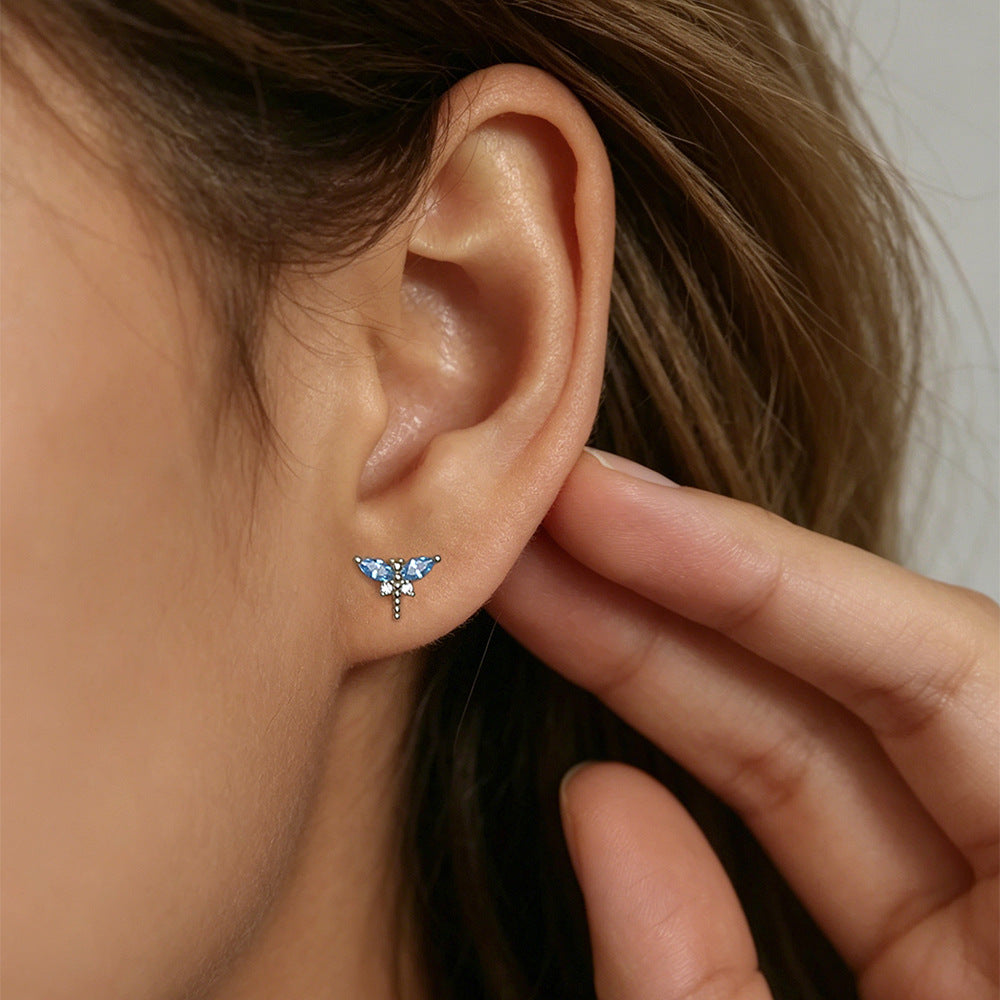 Blue Dragonfly Stud Earrings