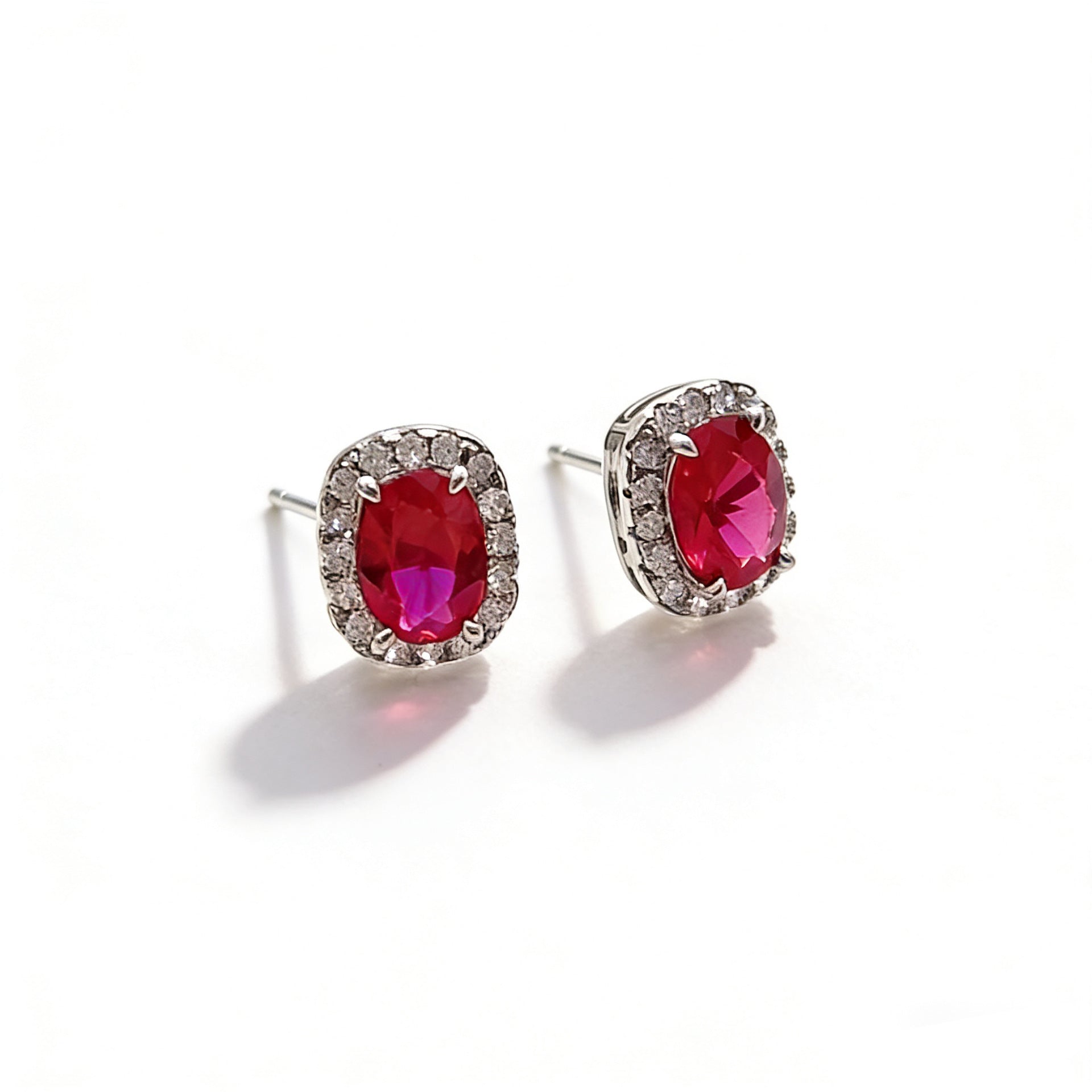 Ruby Halo Stud Earrings