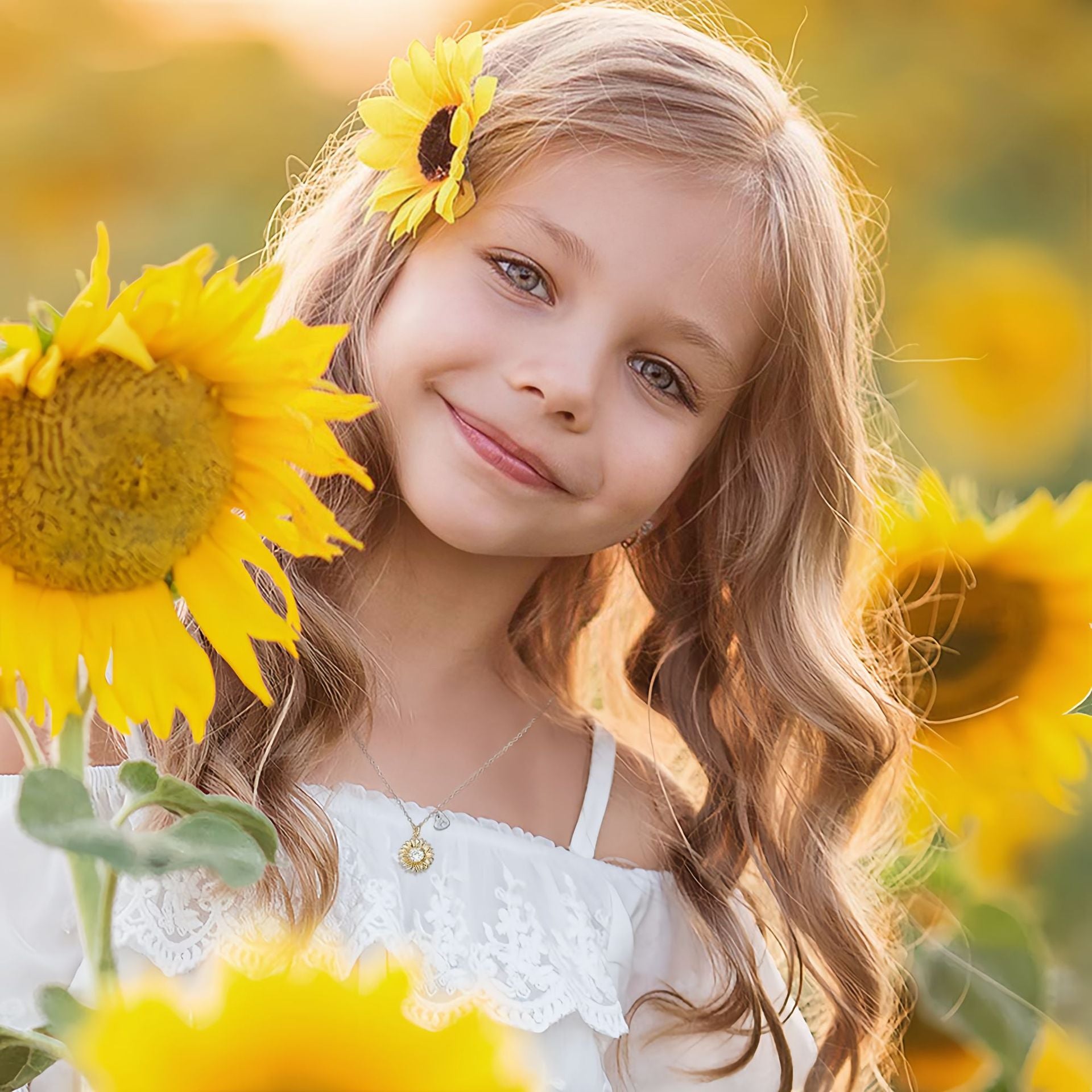 Personalized Sunflower Necklace for Women – Initial Pendant
