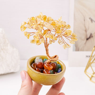 Citrine Crystal Tree with Agate Bowl Base