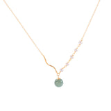 [Necklace] Natural Hetian Jade Pearl Necklace - 14K Gold
