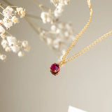 [Necklace] Spring Splendor - Golden 925 Silver Ruby Necklace