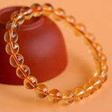[Bead] Citrine Crystal Bracelet - Deep Yellow Brazilian Citrine for Wealth & Wisdom - FateCord