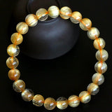 [Bead] Gold Crystal Bracelet - Golden Rutilated Quartz for Confidence & Prosperity - FateCord