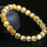 [Bead] Gold Crystal Bracelet - Golden Rutilated Quartz for Confidence & Prosperity - FateCord