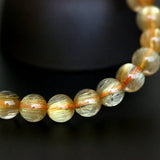 [Bead] Gold Crystal Bracelet - Golden Rutilated Quartz for Confidence & Prosperity - FateCord