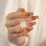 [Bead] Lion Dance Crystal Bracelet - Citrine, Tiger’s Eye & Agate for Wealth & Protection - FateCord