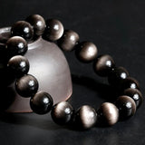 [Bead] Silver Obsidian Bracelet - Protection, Confidence & Spiritual Growth - FateCord