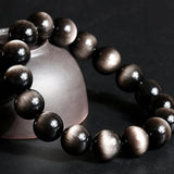 [Bead] Silver Obsidian Bracelet - Protection, Confidence & Spiritual Growth - FateCord
