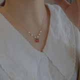 [Necklace] Natural Nanhong Agate Peach Necklace