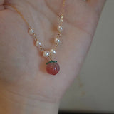 [Necklace] Natural Nanhong Agate Peach Necklace