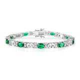 Birthstone Tennis Bracelet for Women – 925 Sterling Silver | Created Emerald | Charm Fine Jewelry Gift for Mom, Wife or Yourself