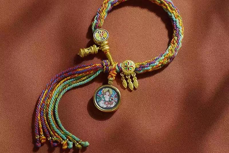 Handcrafted Thangka Bracelet for Meditation and Protection