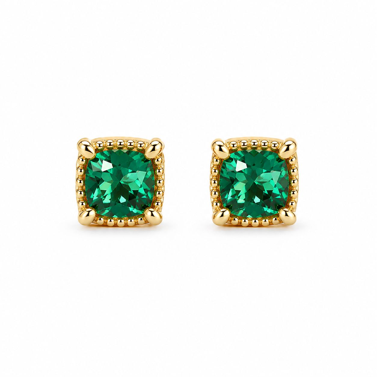 Emerald Square Stud Earrings