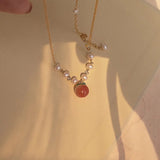[Necklace] Natural Nanhong Agate Peach Necklace