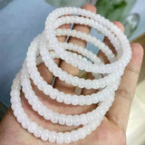 [Faceted Bead] Natural Hetian White Jade Bracelet - FateCord