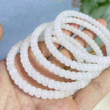 [Faceted Bead] Natural Hetian White Jade Bracelet - FateCord