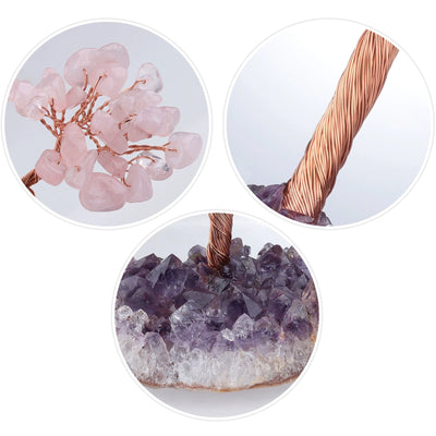 FateCord Natural Amethyst & Aquamarine Energy Feng Shui Tree - FateCord