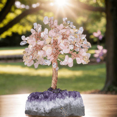FateCord Natural Clear Quartz, Rose Quartz & Citrine Energy Feng Shui Tree - FateCord