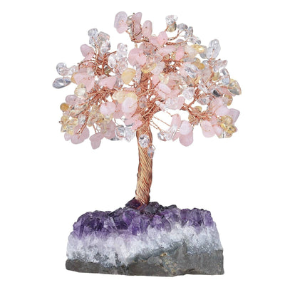 FateCord Natural Clear Quartz, Rose Quartz & Citrine Energy Feng Shui Tree - FateCord