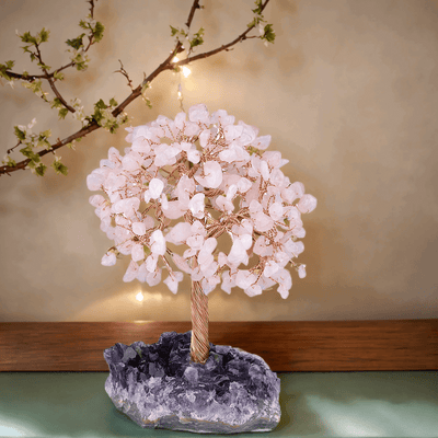 FateCord Natural Rose Quartz Energy Feng Shui Tree - FateCord