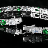 Birthstone Tennis Bracelet for Women – 925 Sterling Silver | Created Emerald | Charm Fine Jewelry Gift for Mom, Wife or Yourself