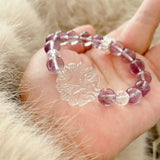 [Fox Fairy] Natural Amethyst & White Crystal Nine - Tailed Fox Immortal Bracelet - FateCord