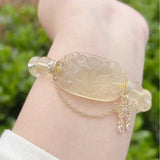[Fox Fairy] Natural Citrine Crystal Nine - Tailed Fox Bangle Bracelet - FateCord