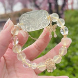 [Fox Fairy] Natural Citrine Crystal Nine - Tailed Fox Bangle Bracelet - FateCord