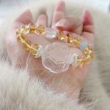 [Fox Fairy] White Crystal Asscher Bud Fox Fairy Yellow Crystal Bracelet - FateCord