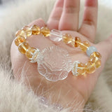 [Fox Fairy] White Crystal Asscher Bud Fox Fairy Yellow Crystal Bracelet - FateCord
