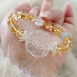 [Fox Fairy] White Crystal Asscher Bud Fox Fairy Yellow Crystal Bracelet - FateCord