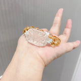 [Fox Fairy] Yellow Tower Crystal & White Crystal Fox Fairy Bangle Bracelet - FateCord