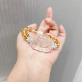 [Fox Fairy] Yellow Tower Crystal & White Crystal Fox Fairy Bangle Bracelet - FateCord