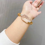[Fox Fairy] Yellow Tower Crystal & White Crystal Fox Fairy Bangle Bracelet - FateCord