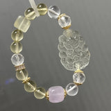 [Fox Fairy]Natural Citrine Quartz "Nine - Tailed Fox Fairy" Bead Bracelet/Charm & White Quartz & Rose Quartz - FateCord