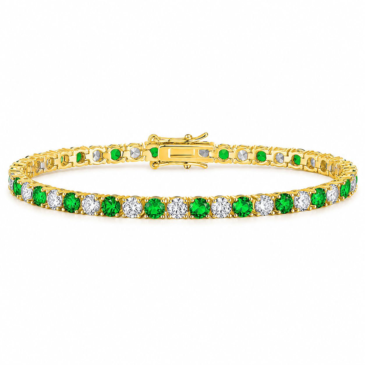 Emerald Gold Tennis Bracelet