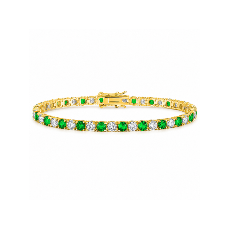Emerald Gold Tennis Bracelet